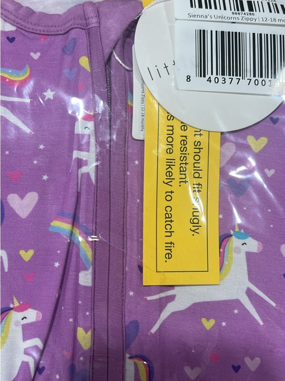 Little Sleepies Purple Unicorns Zippy Pajama Bottoms